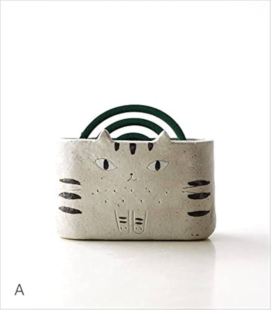 Amazon.co.jp: 蚊取り線香入れ おしゃれ 陶器 ネコ 蚊遣り 蚊